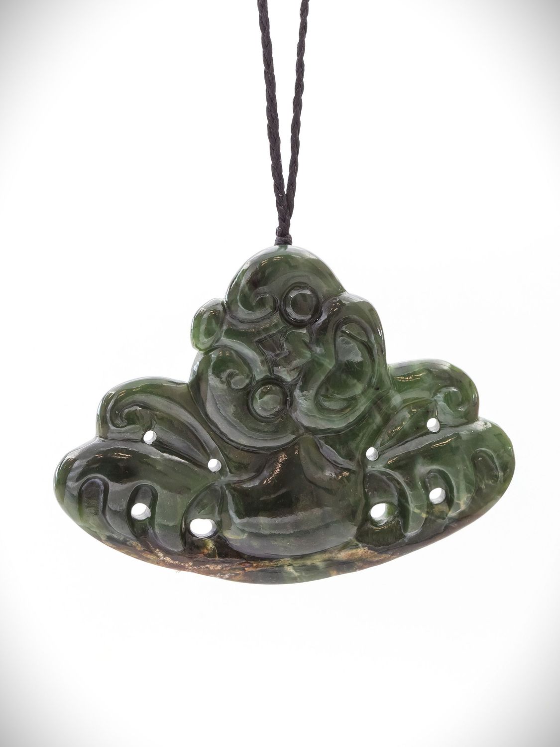 Moko Pounamu Hei Tiki Genuine NZ Kawakawa Greenstone - Motu