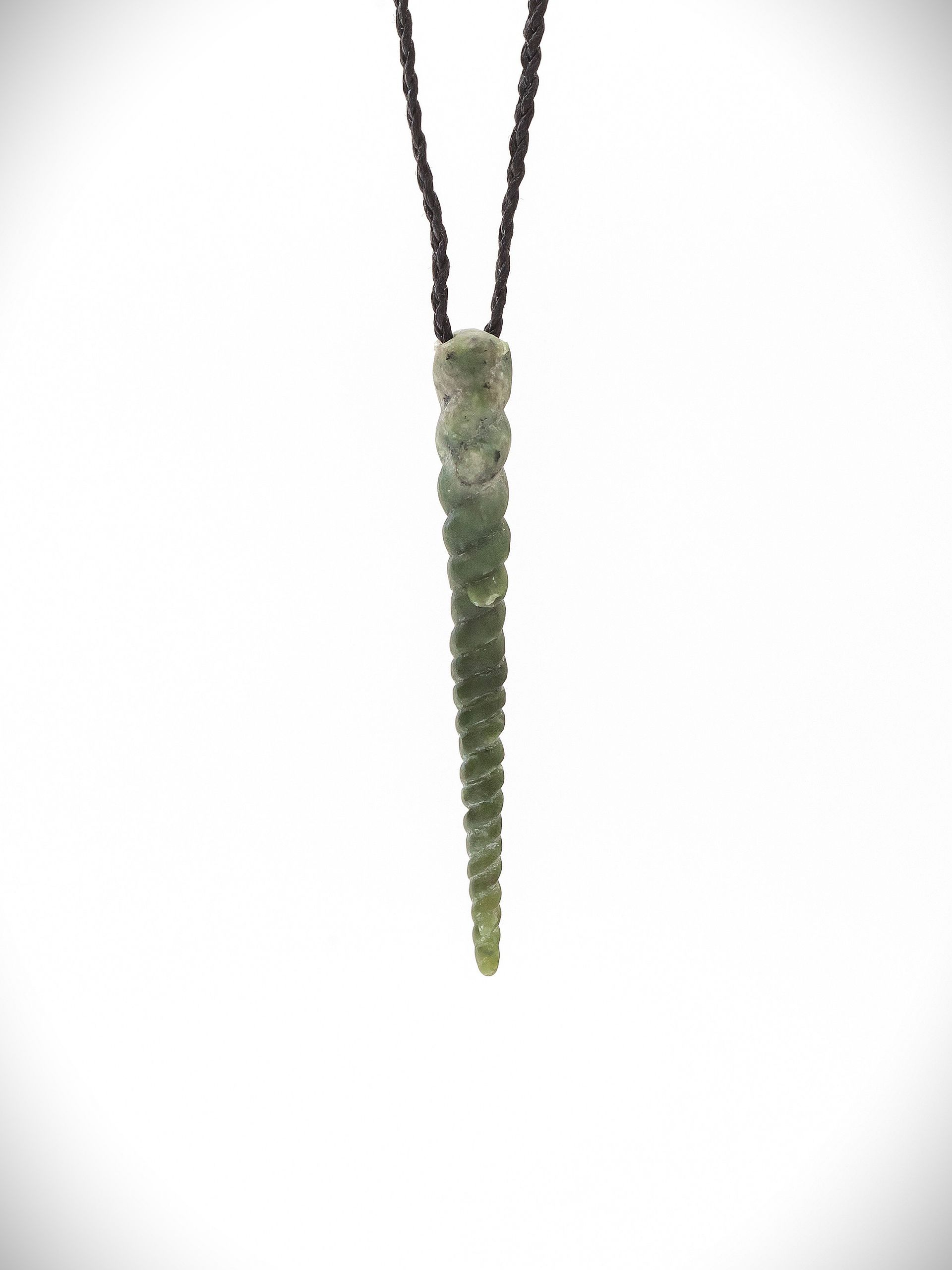Moko Pounamu Contemporary Design NZ Genuine Kawakawa Greenstone - Seashell