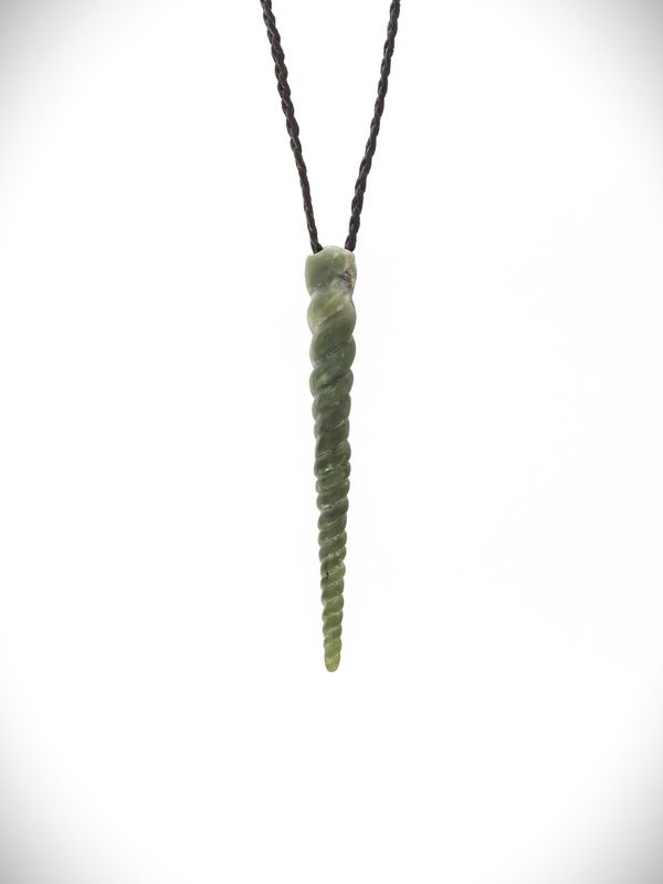 Moko Pounamu Contemporary Design NZ Genuine Kawakawa  Greenstone - Seashell