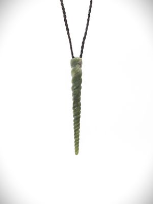 Moko Pounamu Contemporary Design NZ Genuine Kawakawa  Greenstone - Seashell