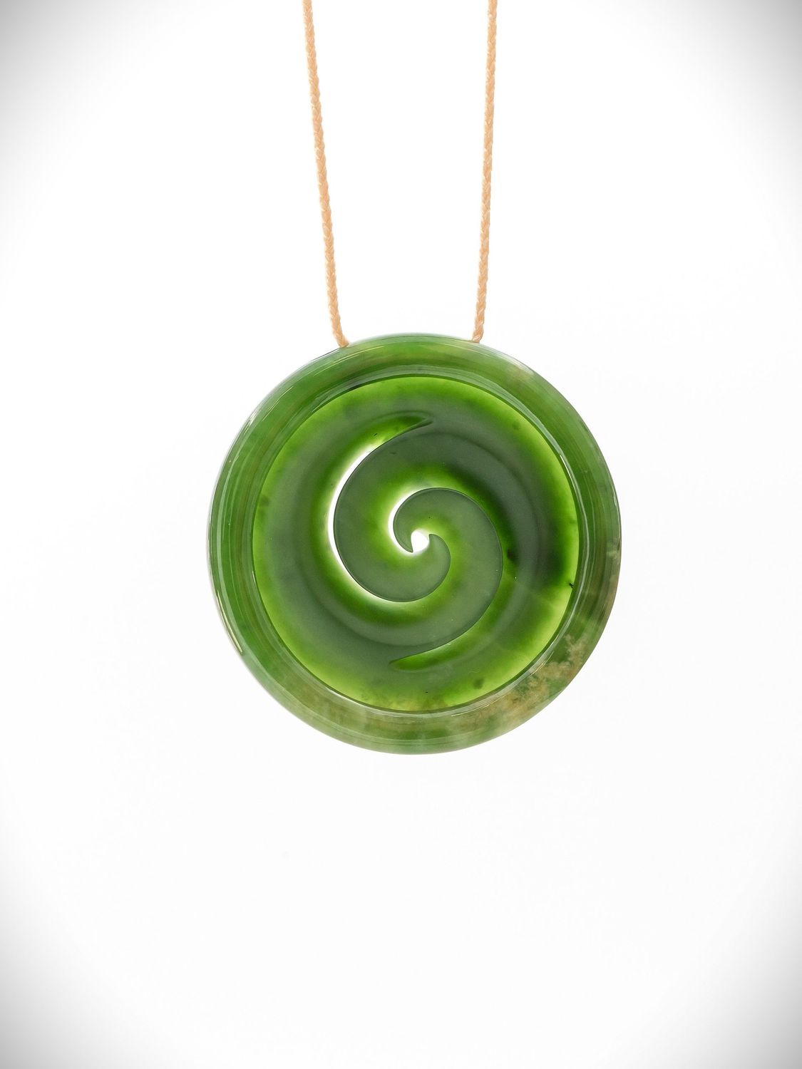 Moko Pounamu Double Koru Genuine NZ Kahurangi Greenstone - Kauwhata