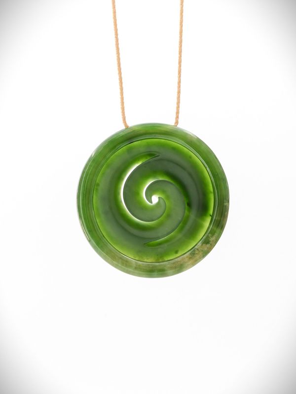 Moko Pounamu Double  Koru Genuine NZ Kahurangi Greenstone - Kauwhata