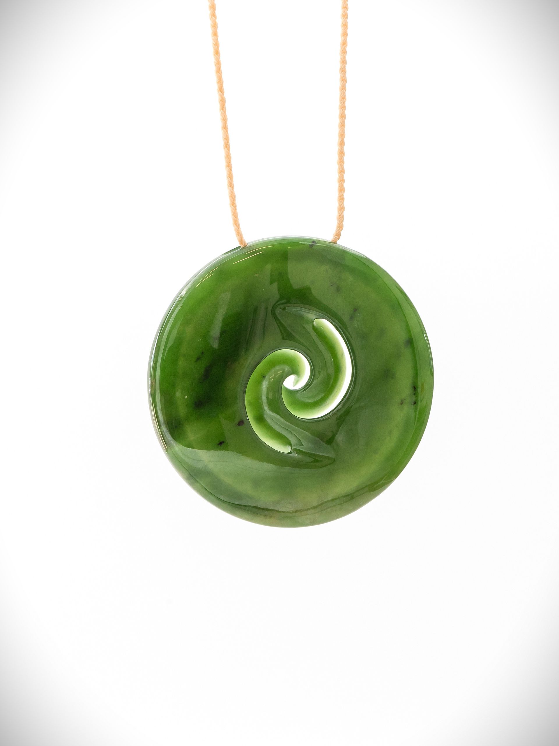 Moko Pounamu Double Koru Genuine NZ Kahurangi Greenstone - Kauwhata
