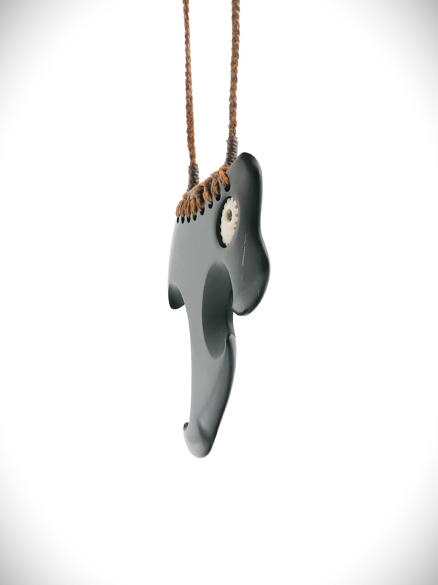 Moko Pounamu Manaia NZ Genuine Pakohe (Argillite) Whale Bone - Whakapiki