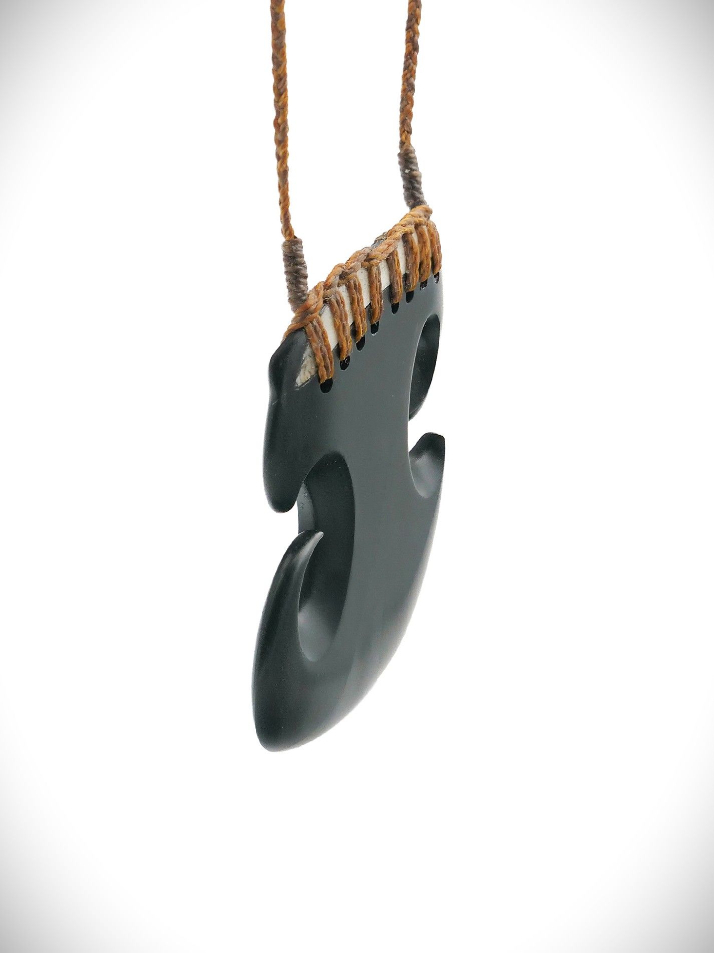 Moko Pounamu Artistic Design NZ Genuine Pakohe (Argillite) Whale Bone - Ruamahunga