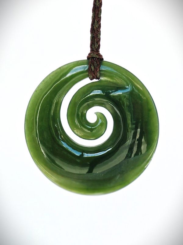 Moko Pounamu Koru Genuine NZ Kahurangi Greenstone - Rahui
