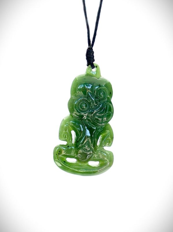 Moko Pounamu Pepi Hei Tiki NZ Genuine Kawakawa Greenstone - Kokoni