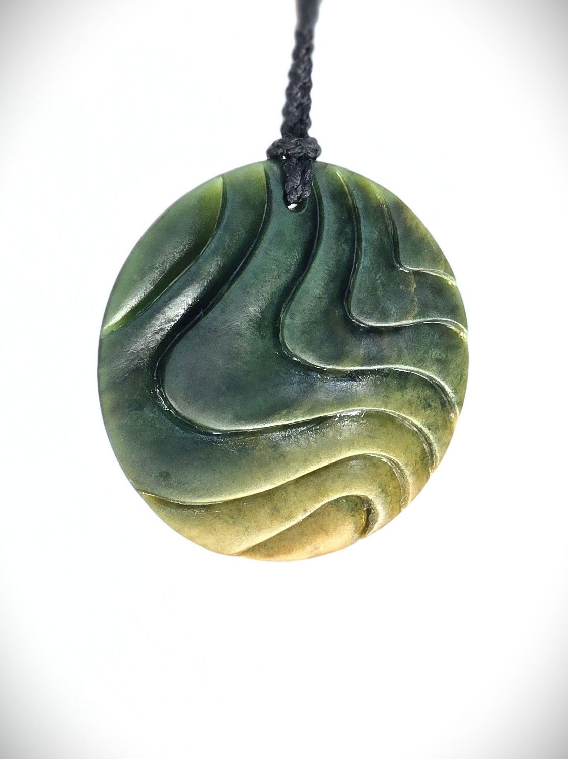 Moko Pounamu Porohita (Disc) NZ Genuine Kawakawa Flower Greenstone - Huia