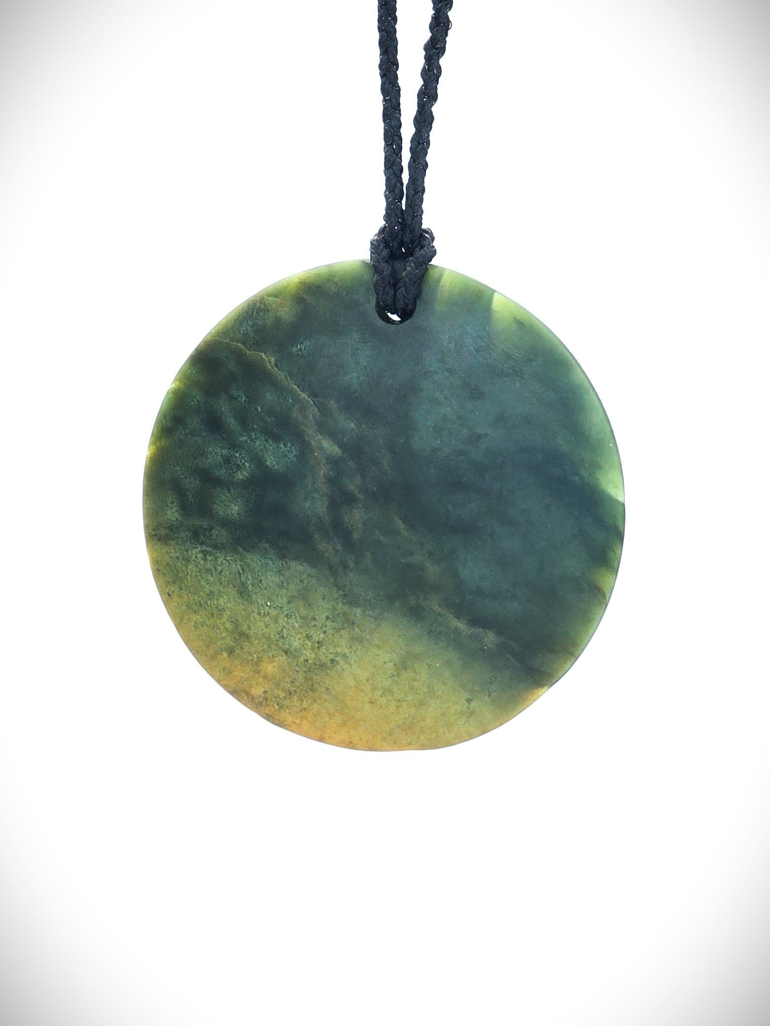 Moko Pounamu Porohita (Disc) NZ Genuine Kawakawa Flower Greenstone - Huia