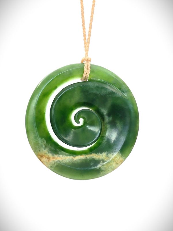 Moko Pounamu Koru Genuine NZ Kahurangi Flower Greenstone - Kapua
