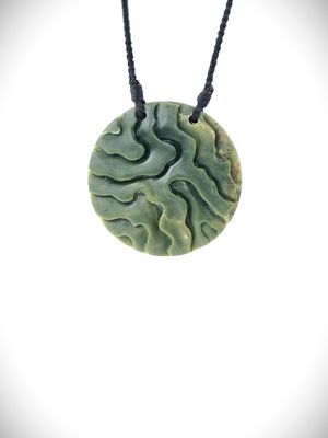 Moko Pounamu Porohita (Disc) NZ Genuine Kahotea Flower Greenstone -Ruarangi