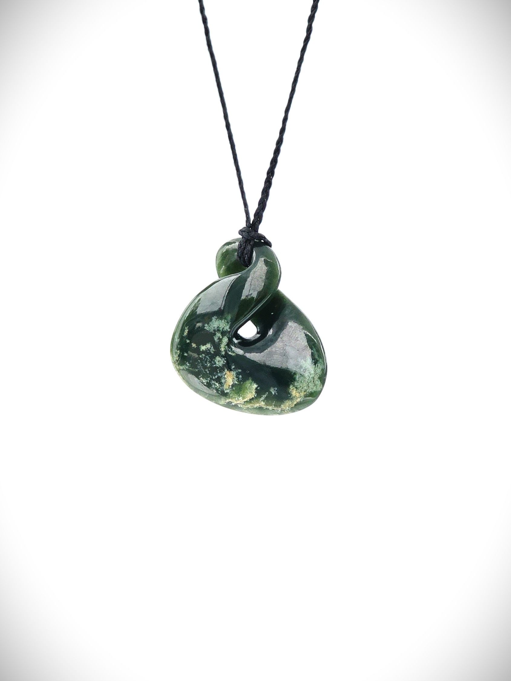 Moko Pounamu Single Pikorua (Twist) NZ Genuine Kawakawa Greenstone -Ngatitoa