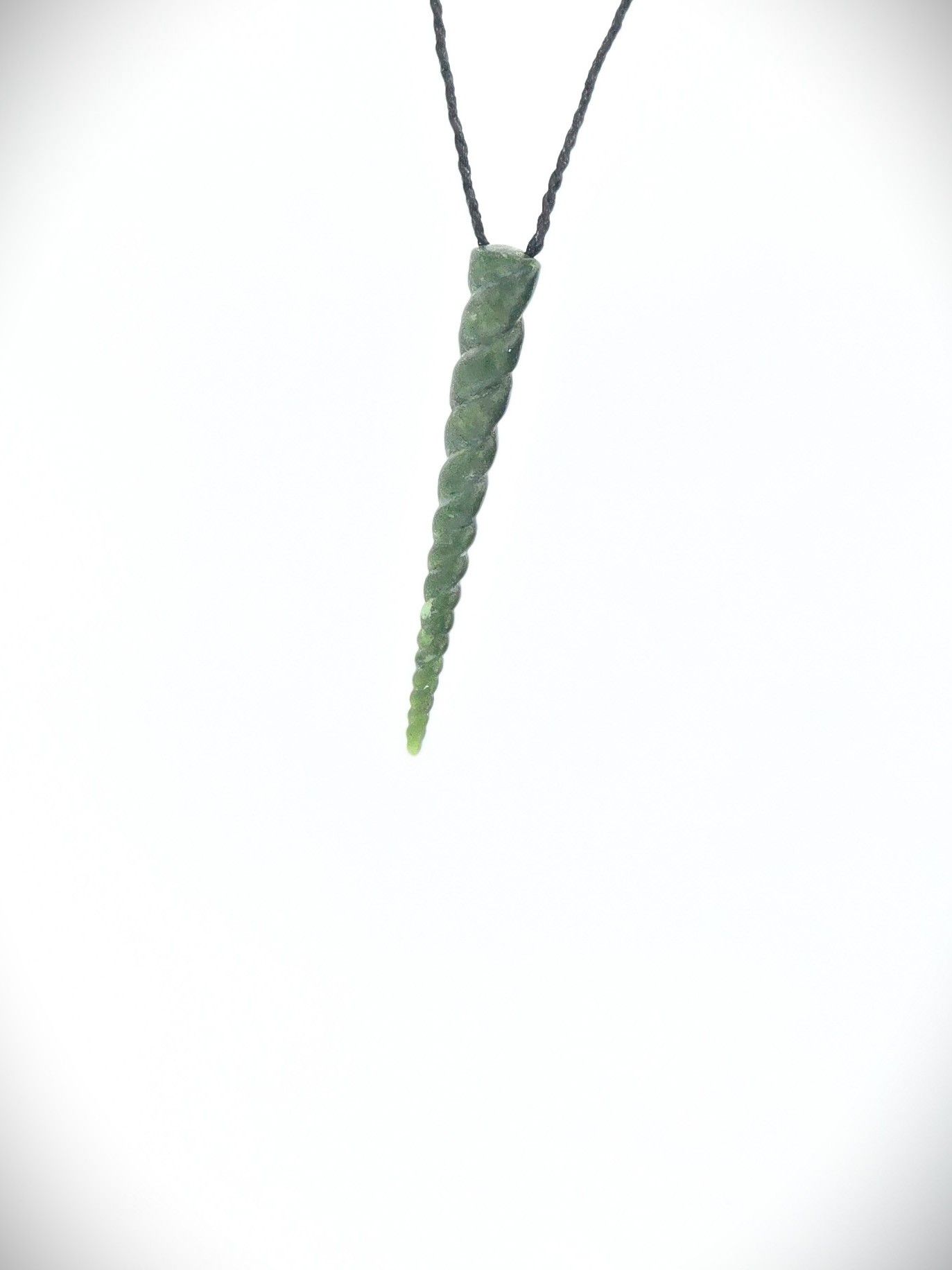 Moko Pounamu Contemporary Design NZ Genuine Kawakawa Greenstone - Seashell