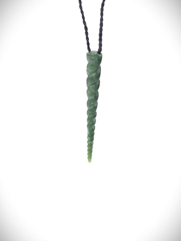 Moko Pounamu Contemporary Design NZ Genuine Kawakawa  Greenstone - Seashell