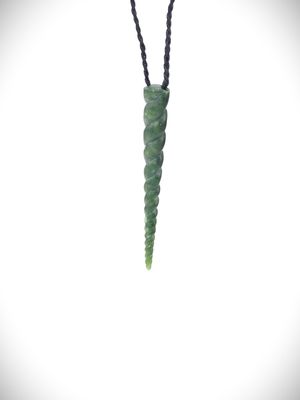 Moko Pounamu Contemporary Design NZ Genuine Kawakawa  Greenstone - Seashell