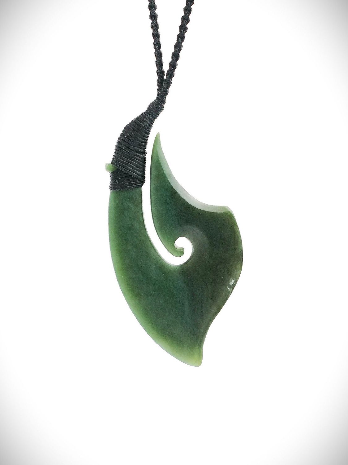 Moko Pounamu Hei Matau (Hook) NZ Genuine Kawakawa Greenstone - Waiau Moko Pounamu Hei Matau (Hook) NZ Genuine Kawakawa Greenstone - Waiau
