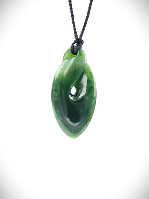 Moko Pounamu Single Pikorua (Twist) NZ Genuine Kawakawa Greenstone -Iwikau