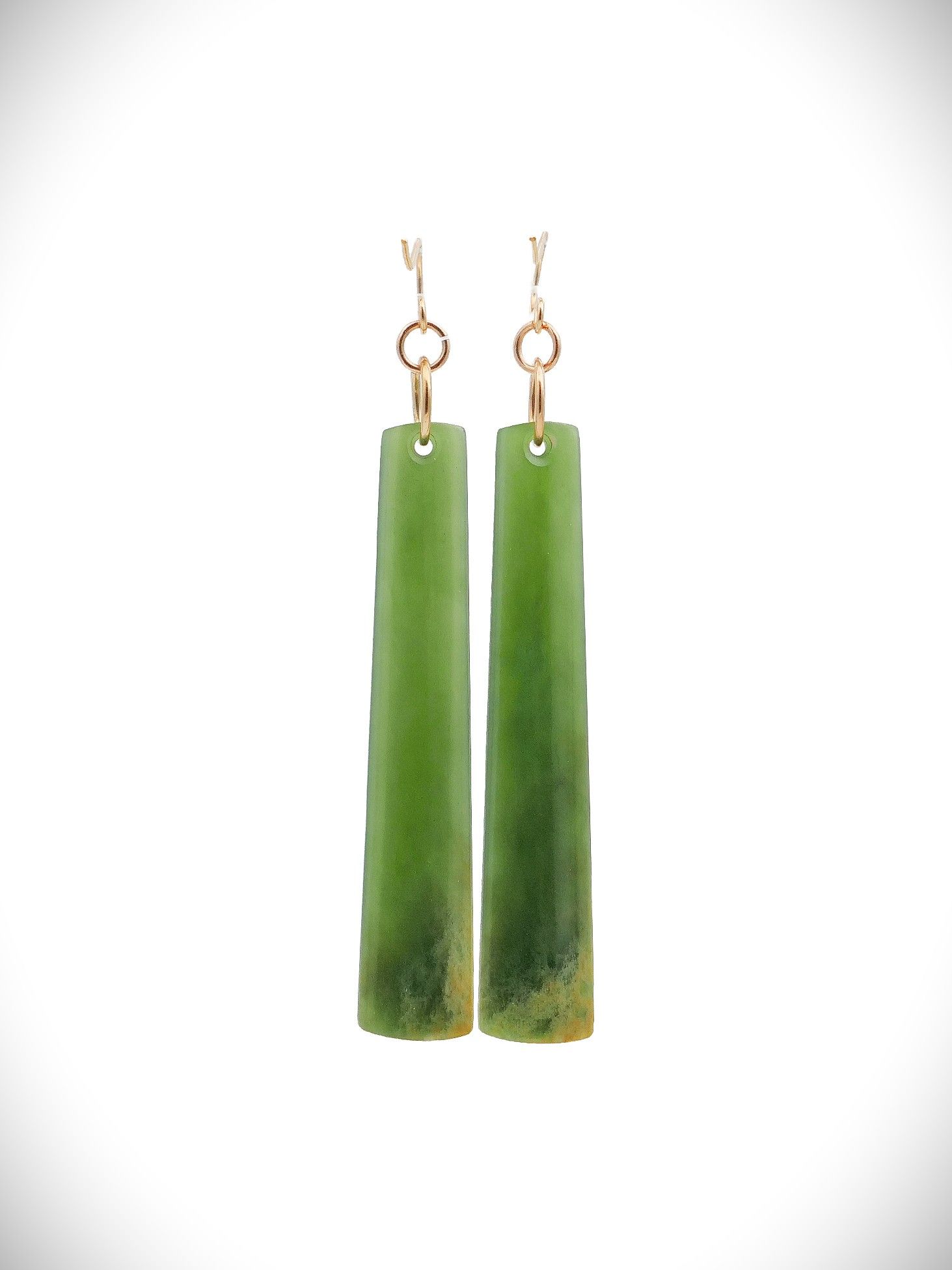 Moko Pounamu NZ Kahurangi Flower Greenstone & 9ct Gold Earrings - Te Puru