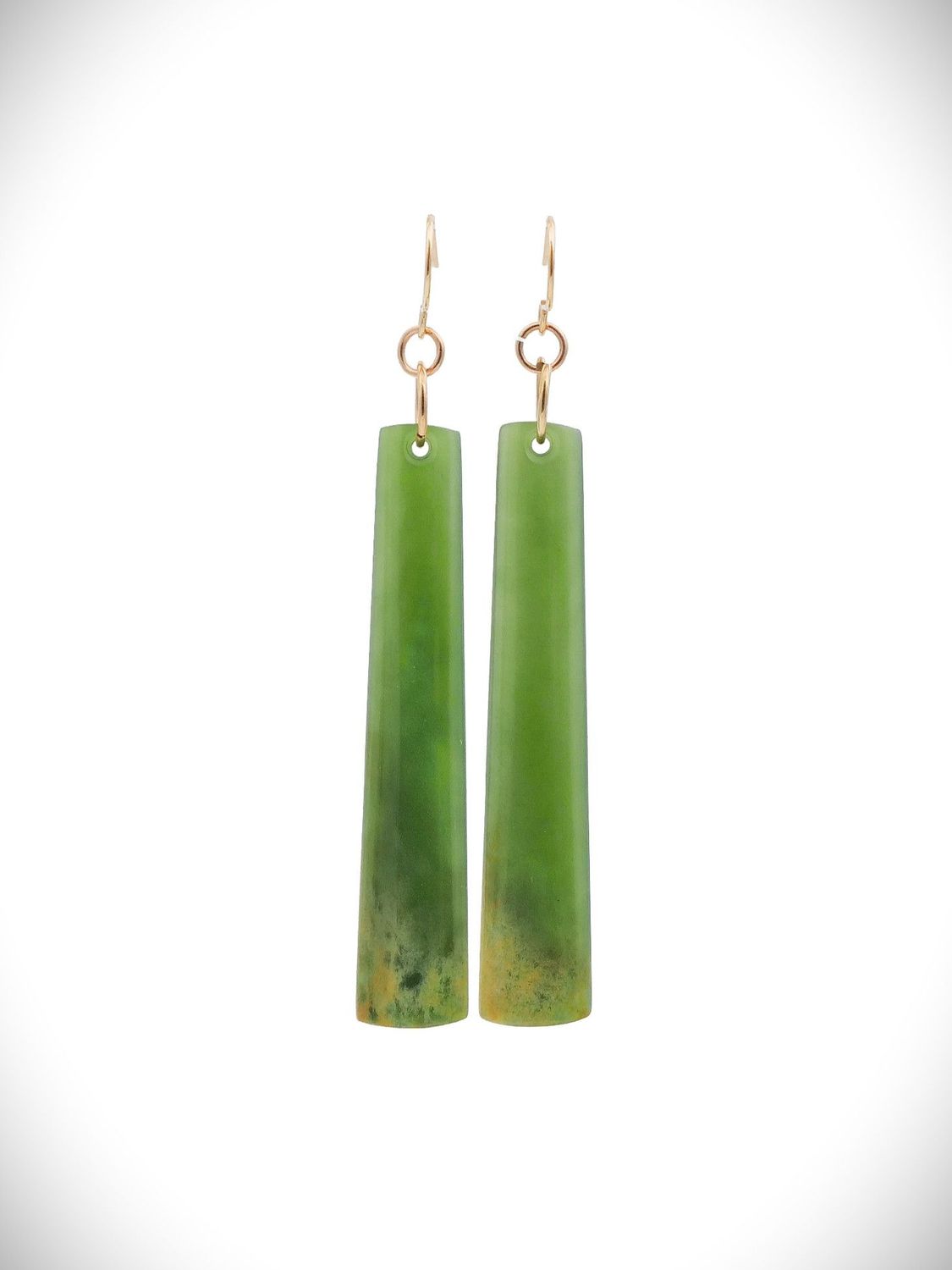 Moko Pounamu NZ Kahurangi Flower Greenstone & 9ct Gold Earrings - Te Puru Moko Pounamu NZ Kahurangi Flower Greenstone & 9ct Gold Earrings - Te Puru