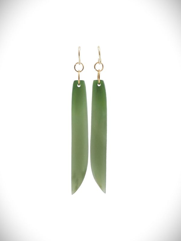 Moko Pounamu NZ Genuine Inanga Greenstone Earrings - Waiomu