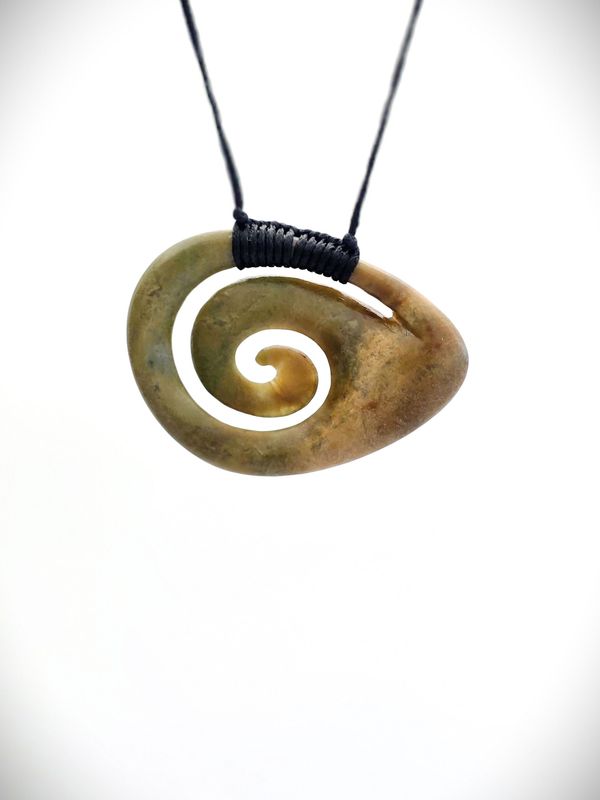 Moko Pounamu Koru Genuine NZ Raukaraka Greenstone -Arawa