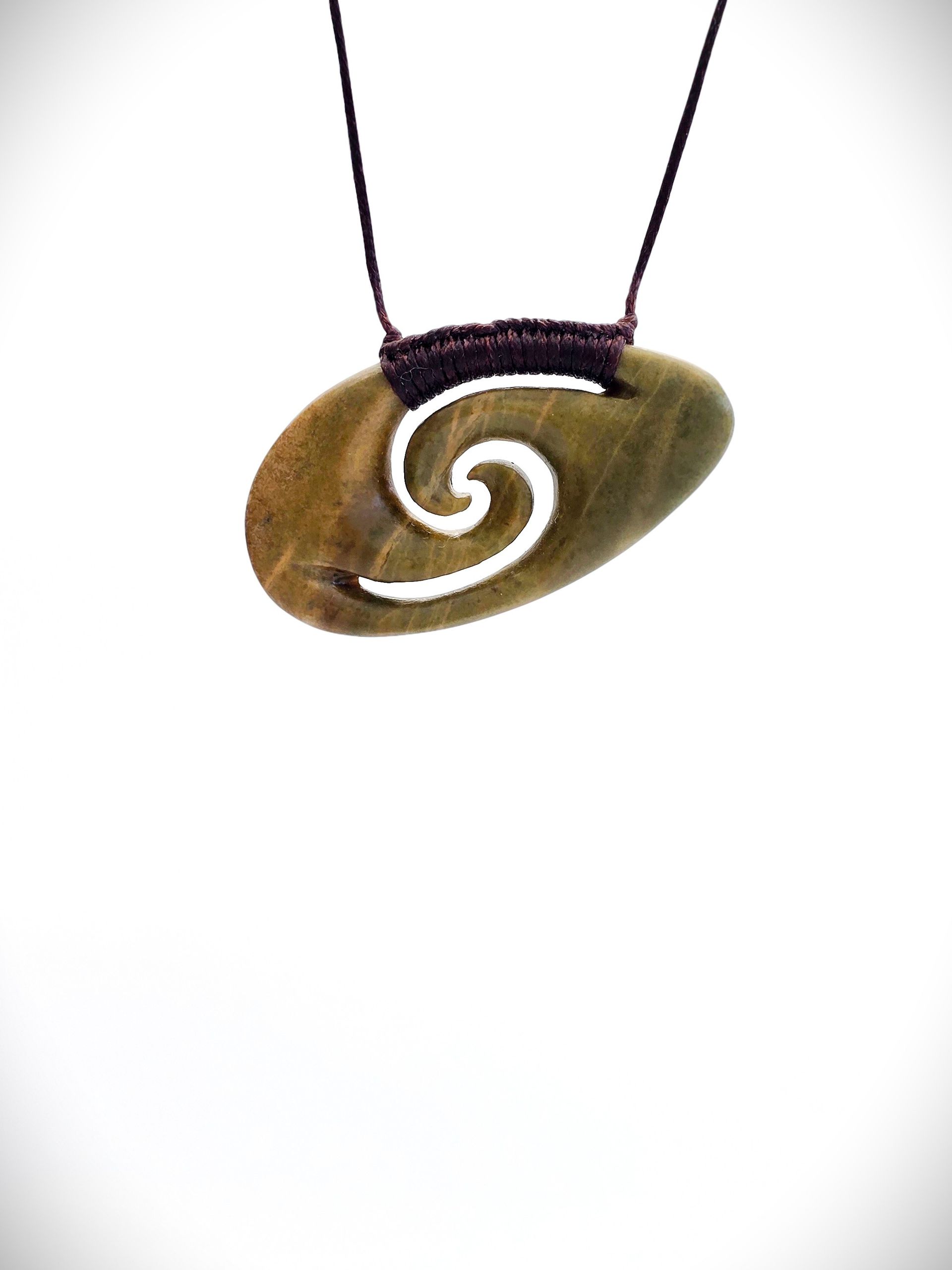 Moko Pounamu Koru Genuine NZ Raukaraka Greenstone - Heke