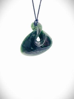 Moko Pounamu Single Pikorua (Twist) NZ Genuine Kawakawa Greenstone -Hirini Moko Pounamu Single Pikorua (Twist) NZ Genuine Kawakawa Greenstone -Hirini