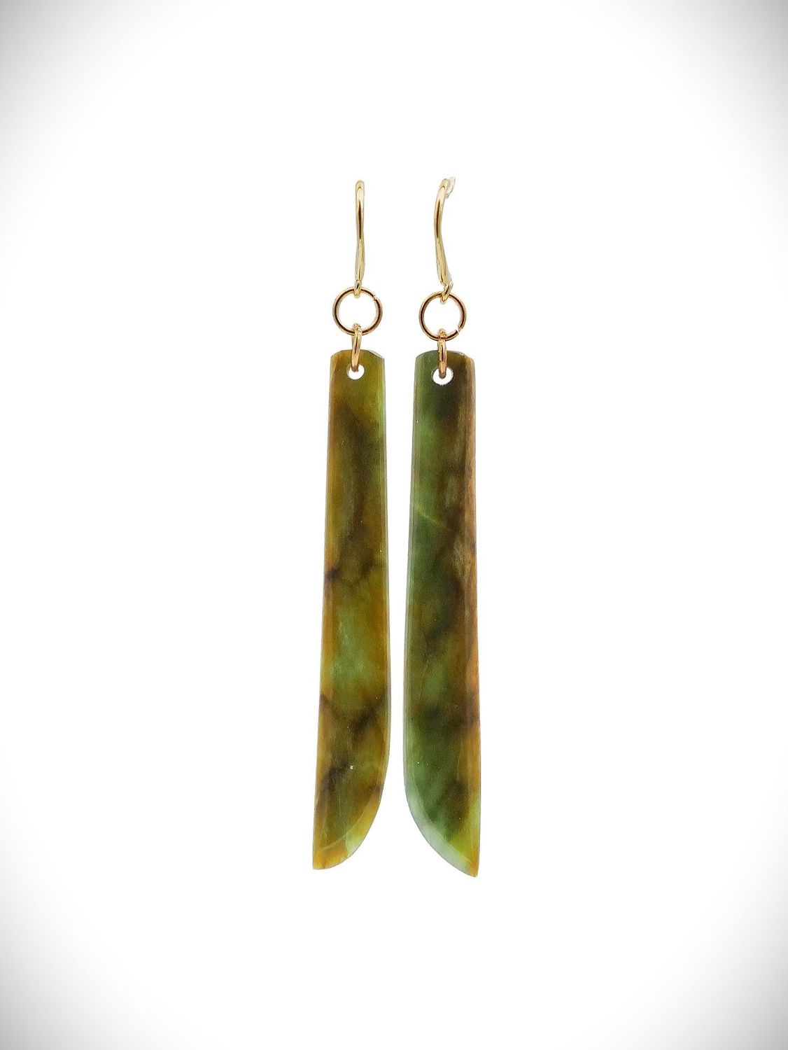 Moko Pounamu NZ Genuine Raukaraka Greenstone Earrings - Purangi