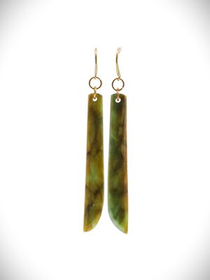 Moko Pounamu NZ Genuine Raukaraka Greenstone Earrings - Purangi Moko Pounamu NZ Genuine Raukaraka Greenstone Earrings - Purangi