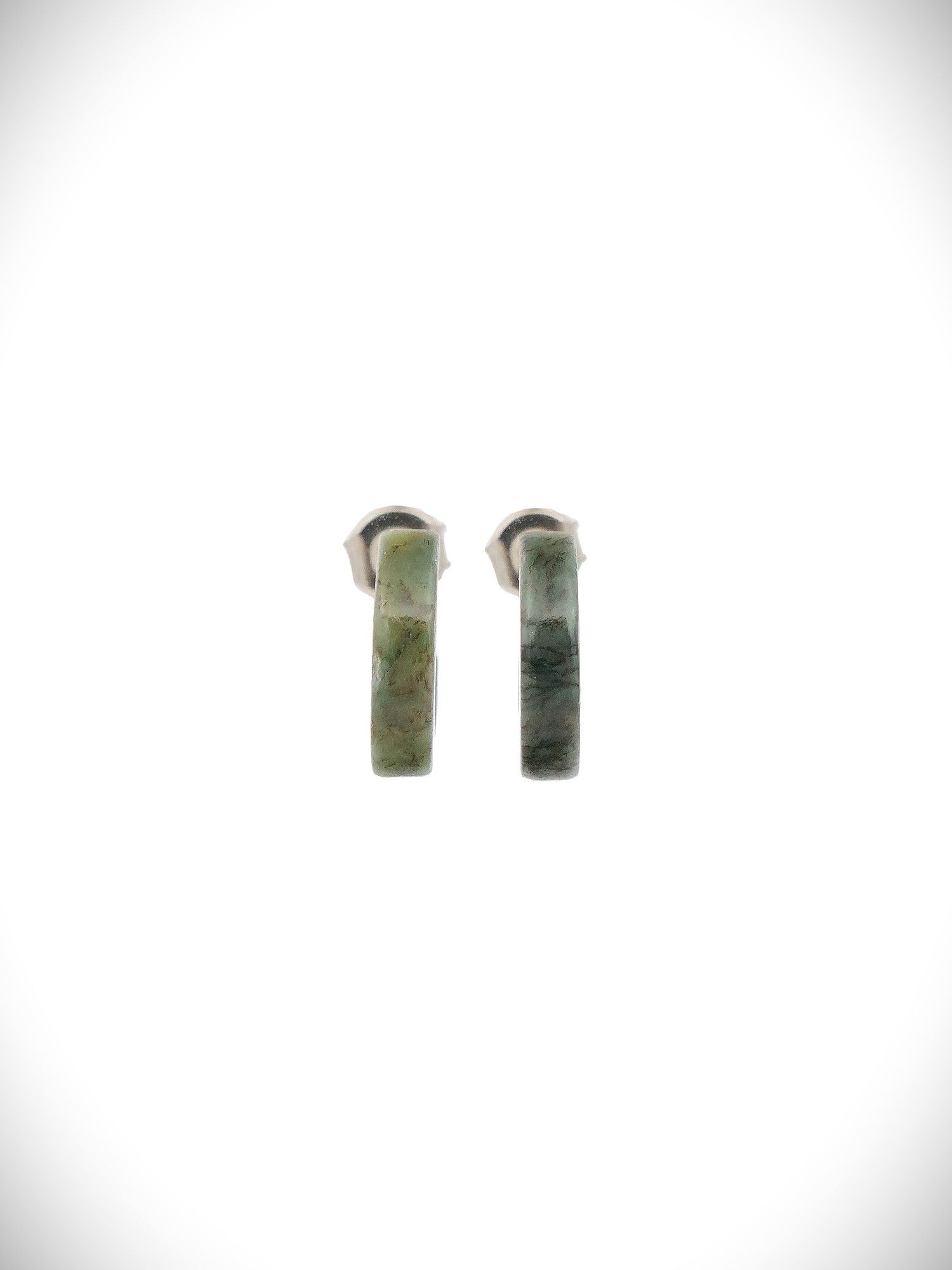 Moko Pounamu Genuine NZ Kawakawa Pounamu & Surgical Steel Huggie Stud Earrings - Orua