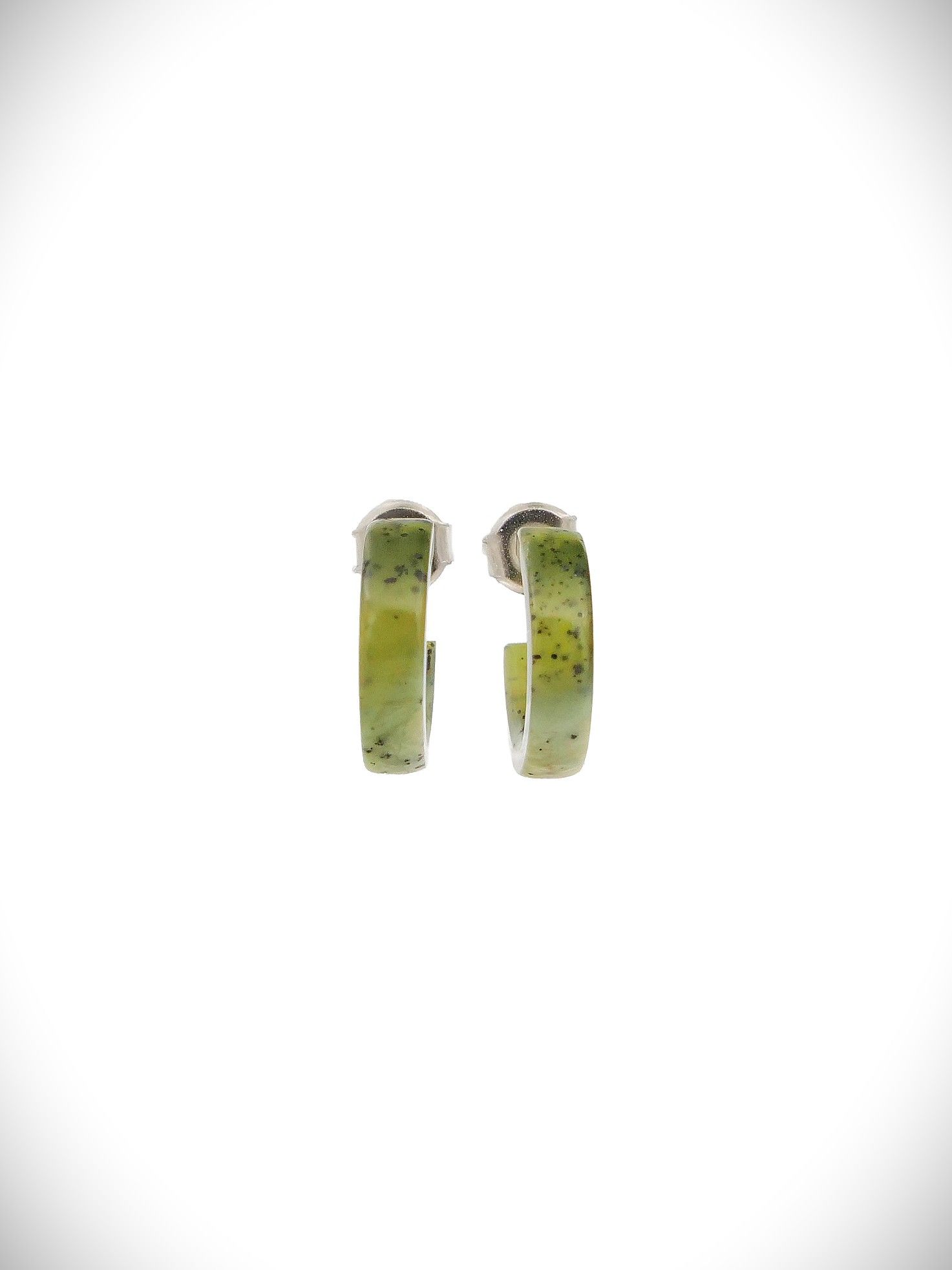 Moko Pounamu Genuine NZ Tangiwai Pounamu & Surgical Steel Huggie Stud Earrings - Hahei