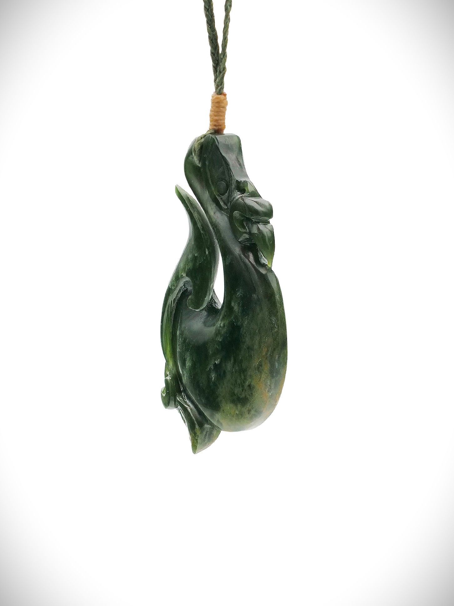 Moko Pounamu Manaia NZ Genuine Kawakawa Flower Greenstone - Otautu