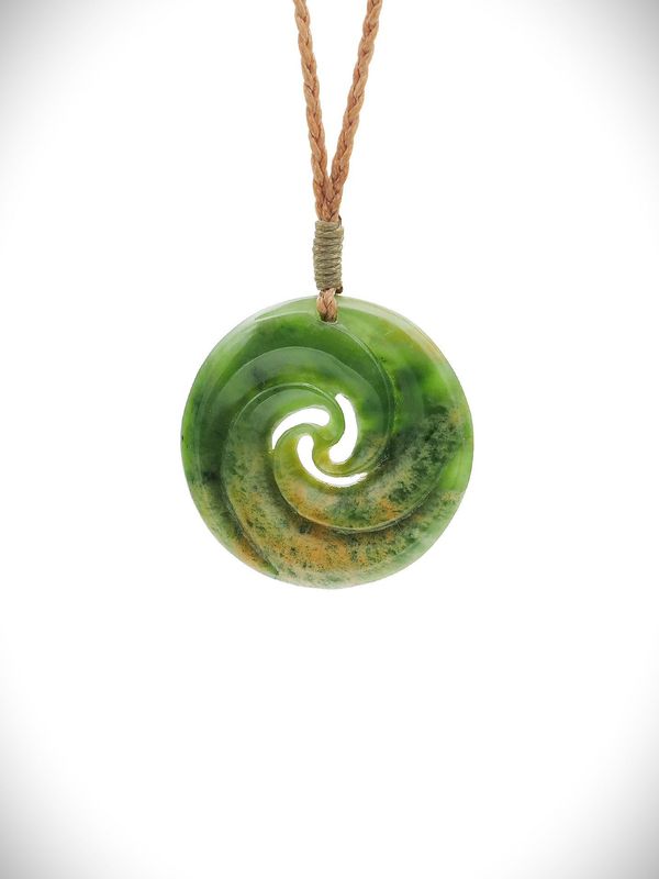 Moko Pounamu Koru NZ Genuine Marsden Flower Greenstone  - Waitaanga