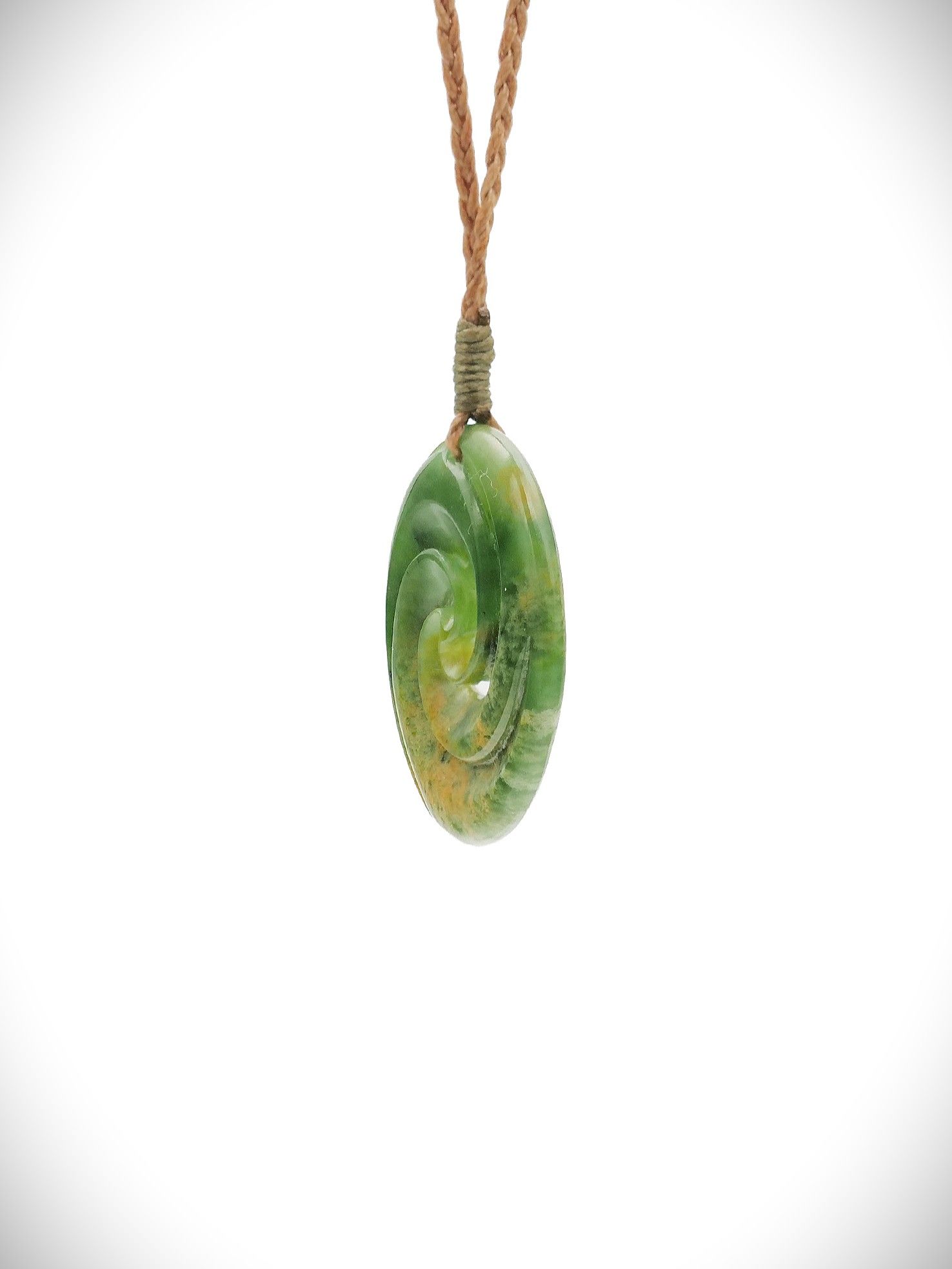 Moko Pounamu Koru NZ Genuine Marsden Flower Greenstone  - Waitaanga