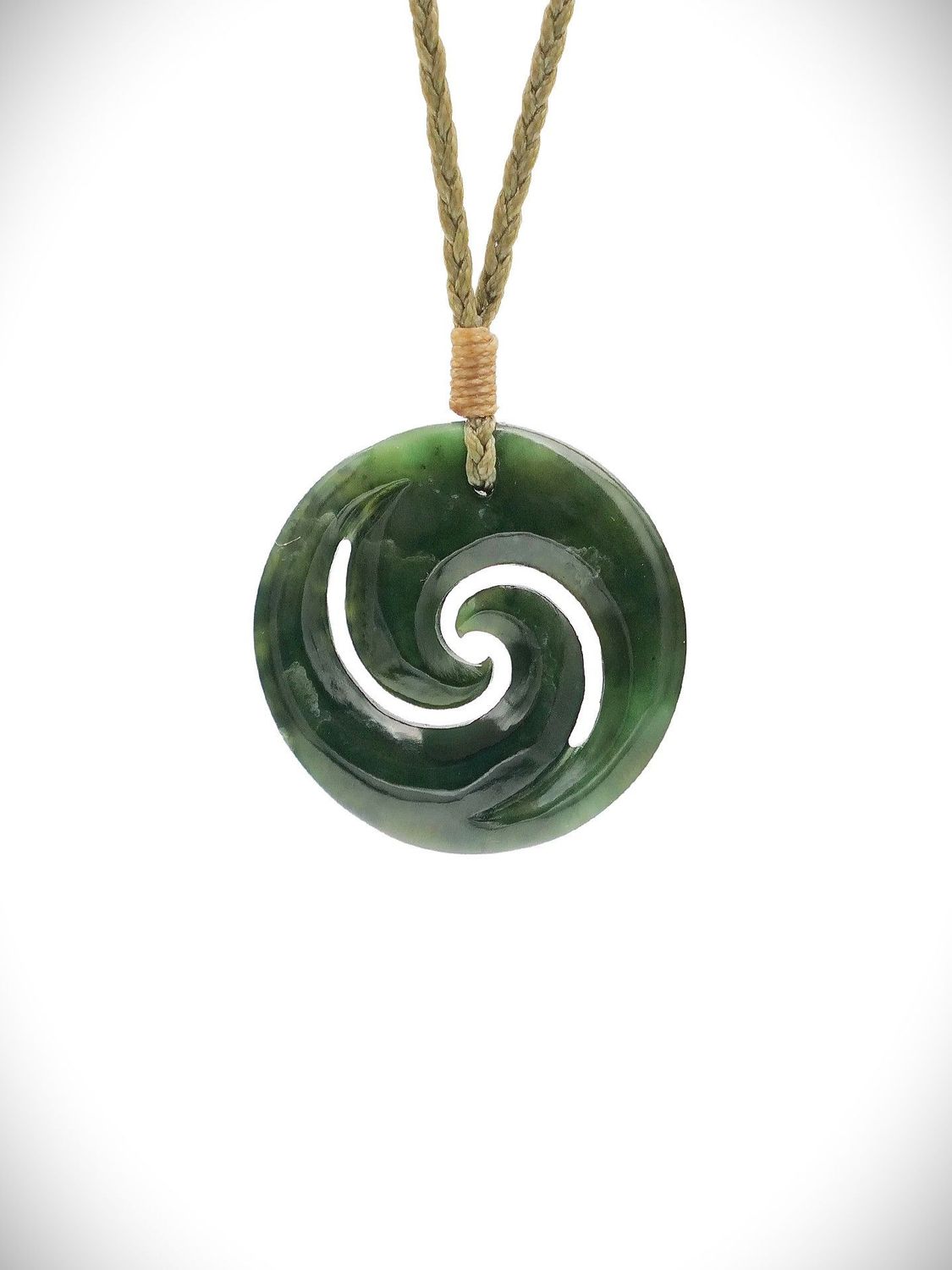 Moko Pounamu Double Koru Genuine NZ Kawakawa Greenstone - Kakiroa
