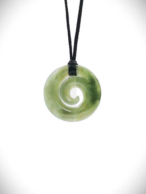 Moko Pounamu Koru NZ Genuine Inanga Greenstone - Motukaramea