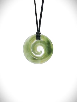 Moko Pounamu Koru NZ Genuine Inanga Greenstone - Motukaramea
