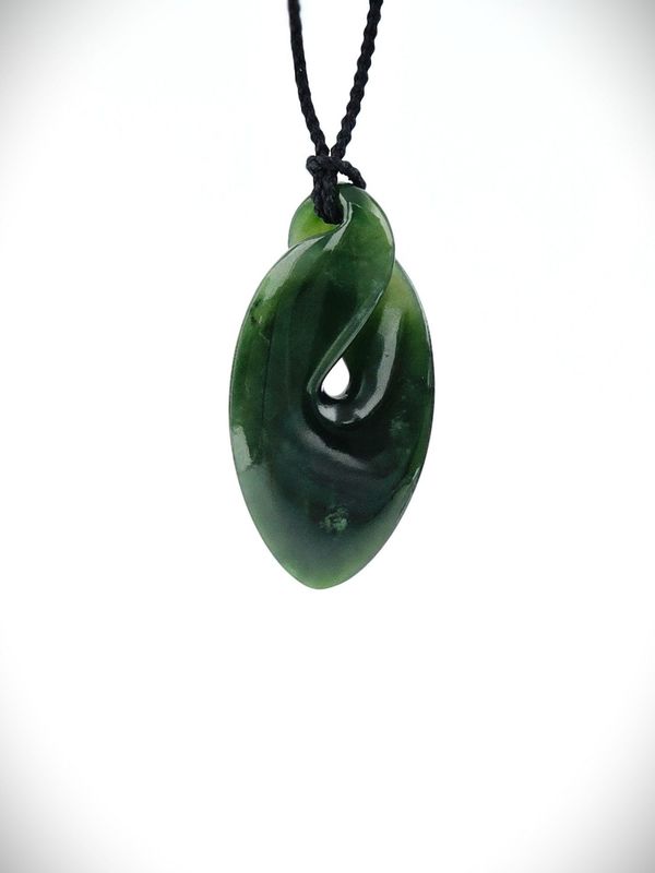 Moko Pounamu Single Pikorua (Twist) NZ Genuine Kawakawa Greenstone - Pah