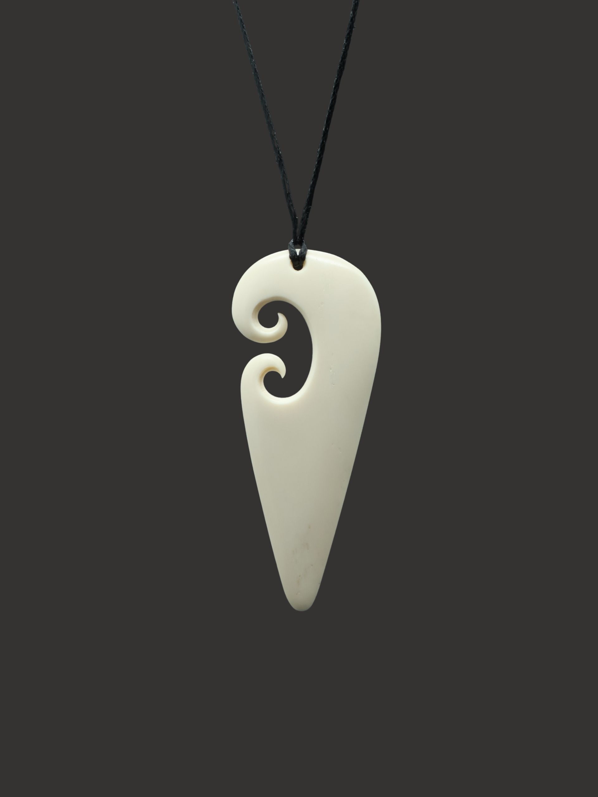 Moko Pounamu Koru Bone Carving - Rangamahoe