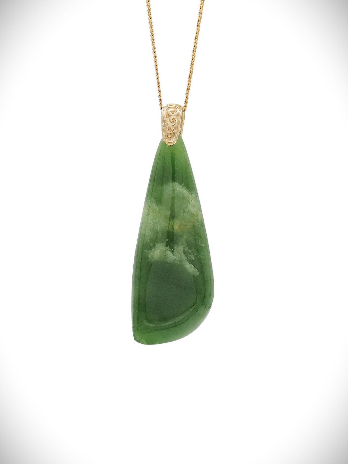 Moko Pounamu Roimata (Teardrop) NZ Genuine Kahurangi Flower Greenstone & 9ct Gold - Orongo Moko Pounamu Roimata (Teardrop) NZ Genuine Kahurangi Flower Greenstone & 9ct Gold - Orongo