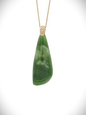 Moko Pounamu Roimata (Teardrop) NZ Genuine Kahurangi Flower Greenstone & 9ct Gold - Orongo