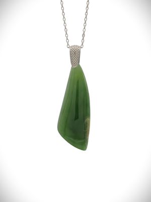 Moko Pounamu Roimata (Drop) NZ Genuine Kahurangi Flower Pounamu & Sterling Silver - Pipiroa