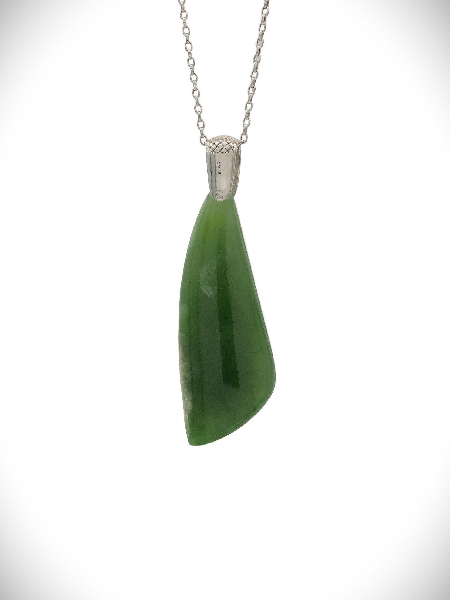 Moko Pounamu Roimata (Drop) NZ Genuine Kahurangi Flower Pounamu & Sterling Silver - Pipiroa