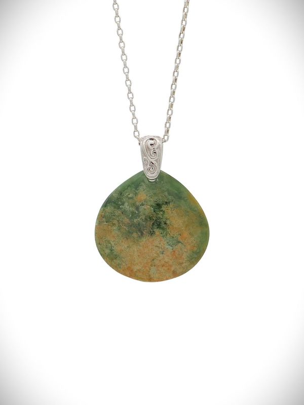 Moko Pounamu Roimata (Drop) NZ Genuine Marsden Flower Pounamu & Sterling Silver - Puriri