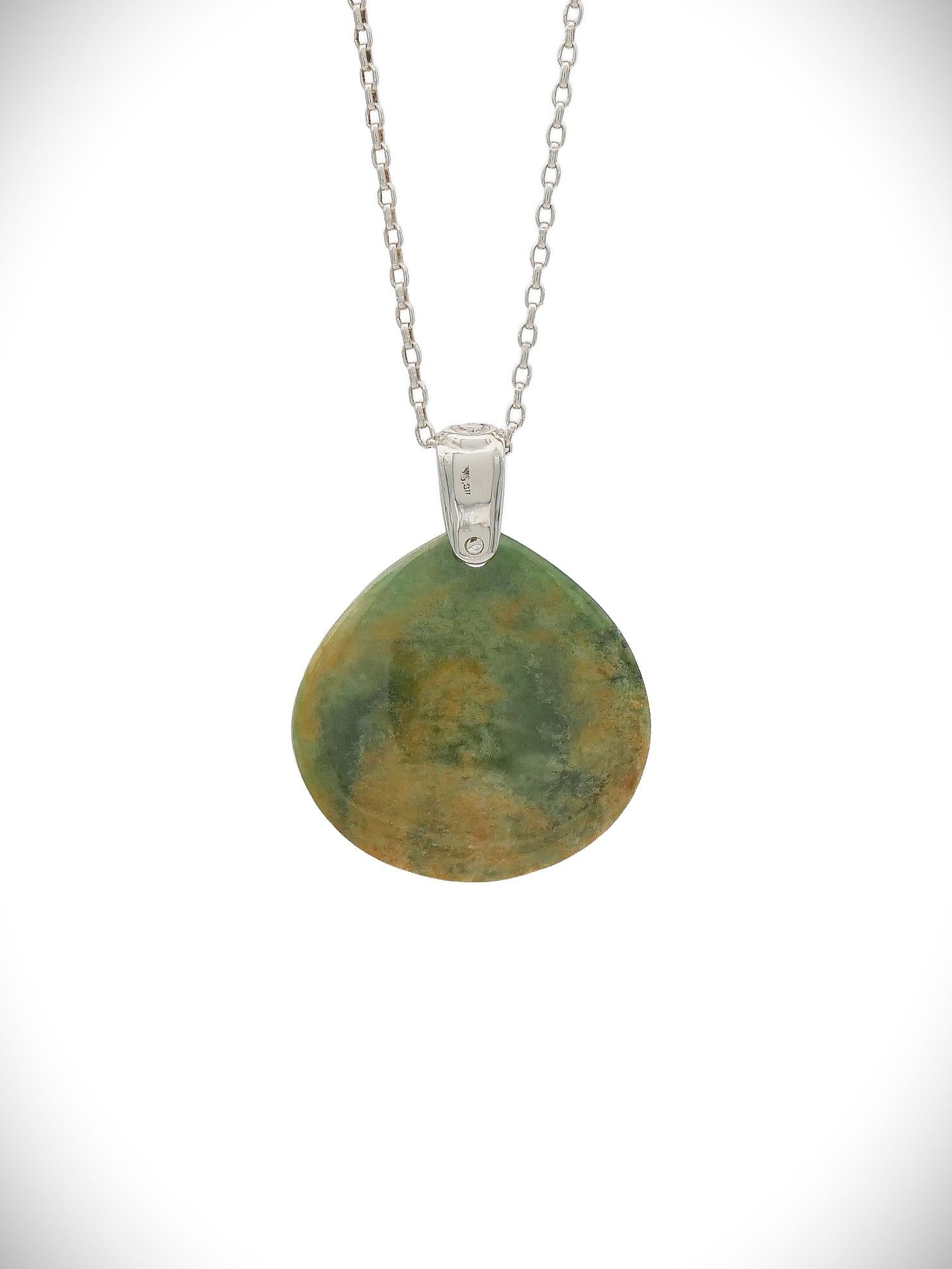 Moko Pounamu Roimata (Drop) NZ Genuine Marsden Flower Pounamu & Sterling Silver - Puriri