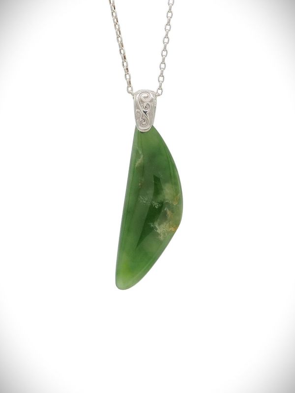 Moko Pounamu Roimata (Drop) NZ Genuine Kahurangi Flower Pounamu & Sterling Silver - Pipiroa