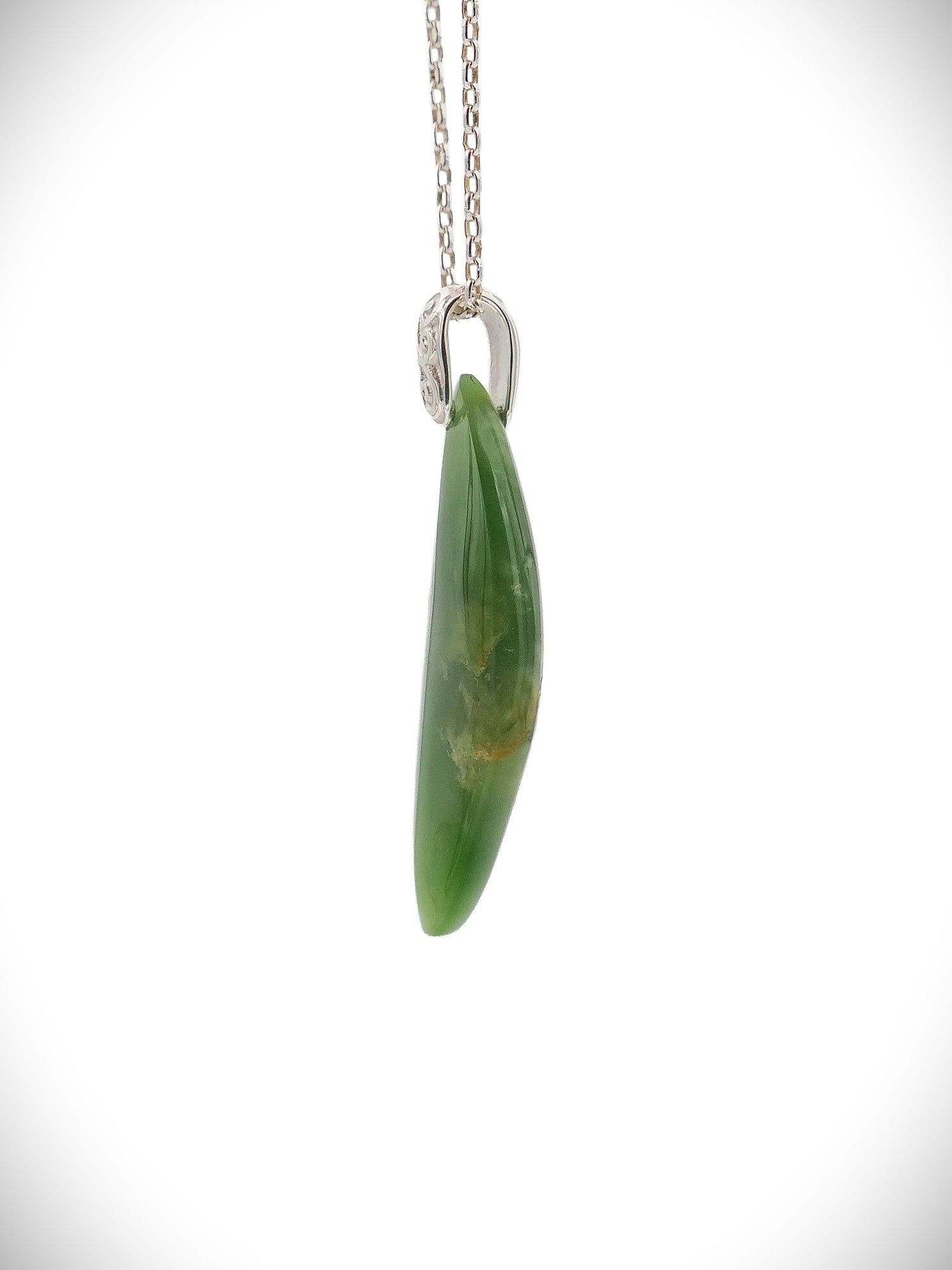 Moko Pounamu Roimata (Drop) NZ Genuine Kahurangi Flower Pounamu & Sterling Silver - Pipiroa