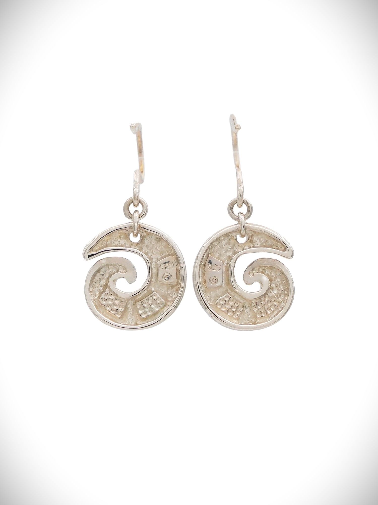 Moko Pounamu NZ Genuine Greenstone and Sterling Silver Koru Earrings - SALE