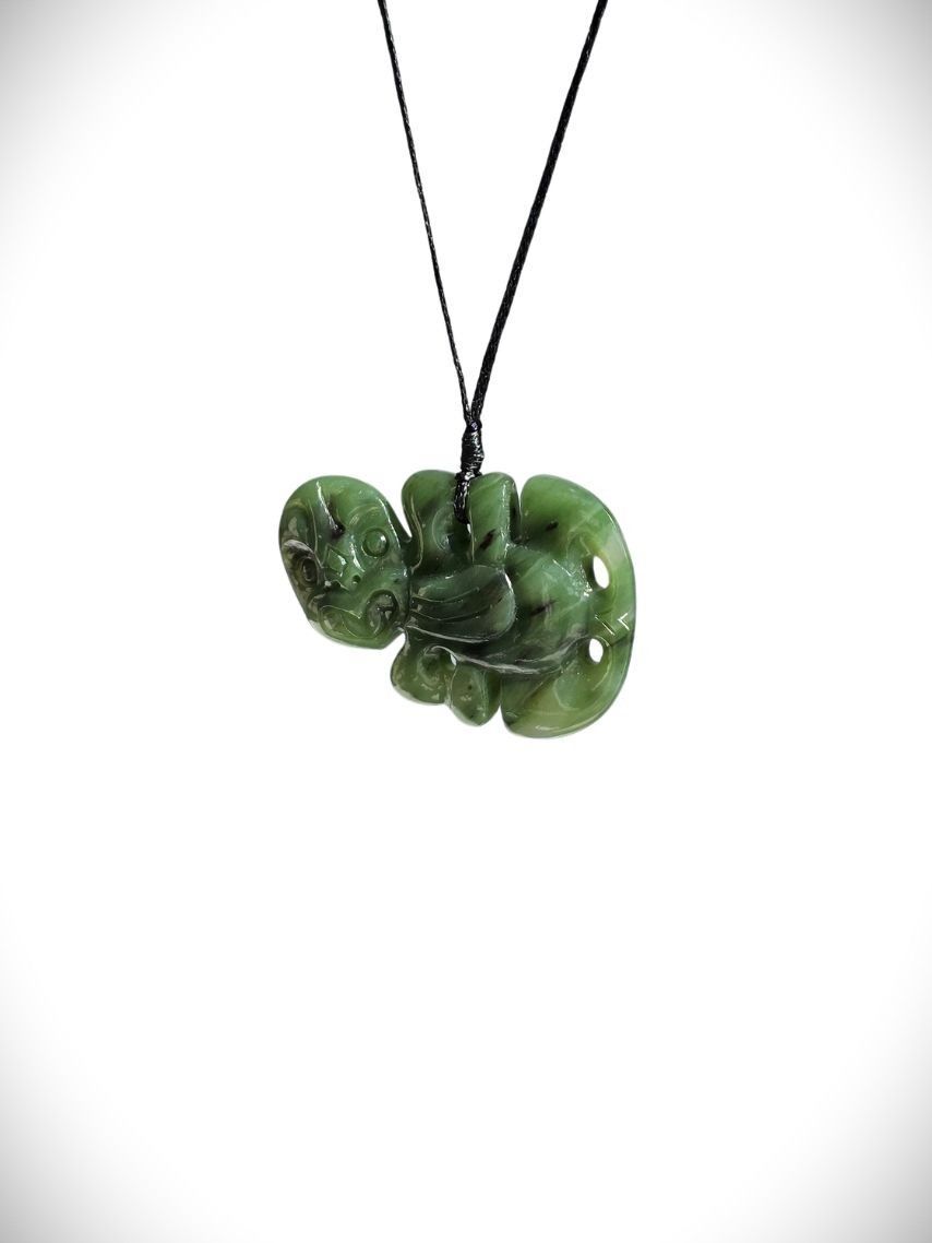 Moko Pounamu Hei Tiki NZ Genuine Hapopo Greenstone - Toa