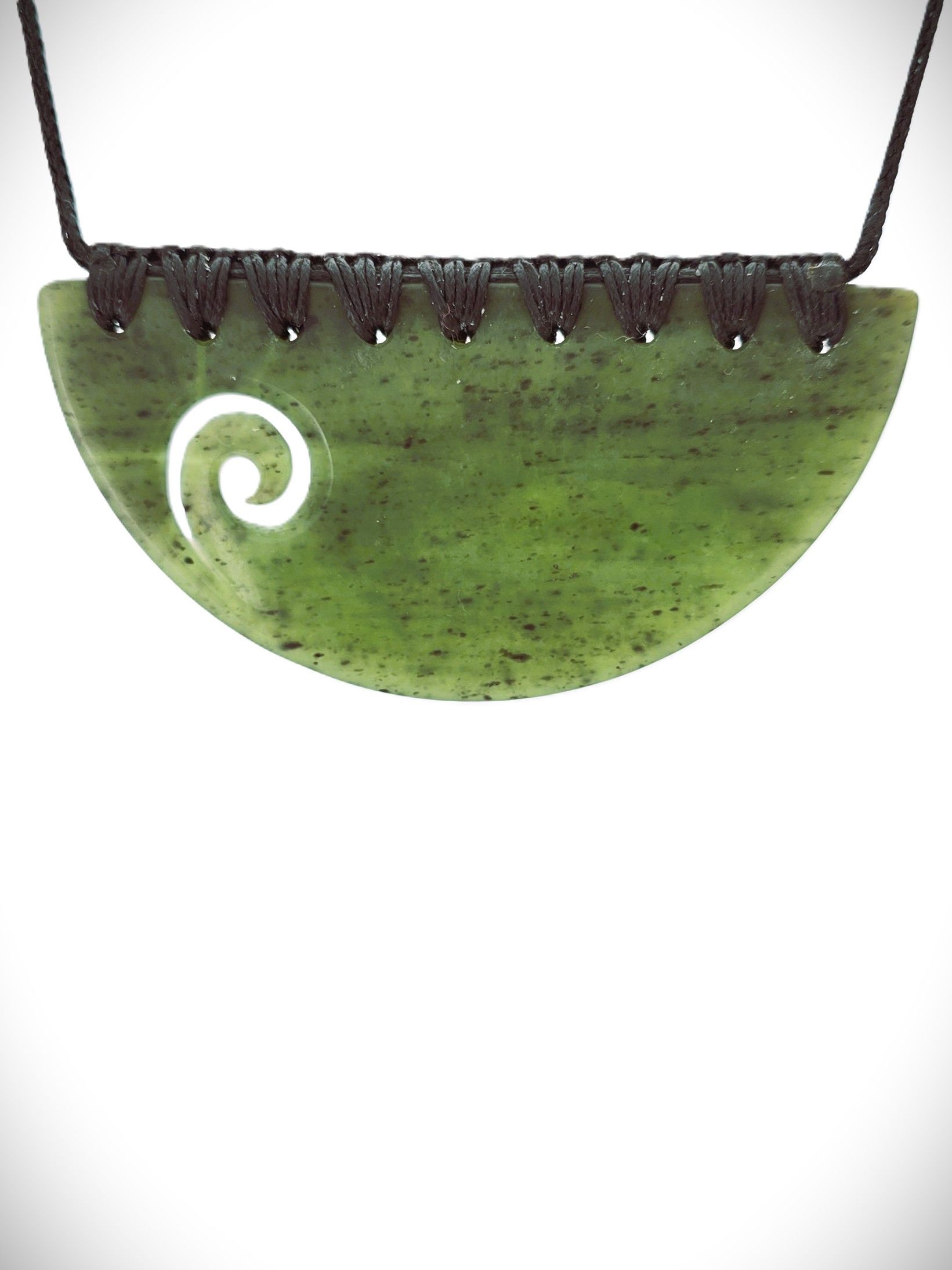 Moko Pounamu Kouma (Breastplate) NZ Genuine Hapopo Greenstone - Muriwai
